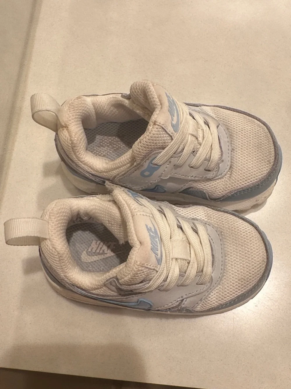 Nike Kids White and Light Blue Casual Sneakers